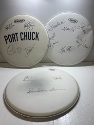 Lot Of 3 Signed Autographed Drum Heads