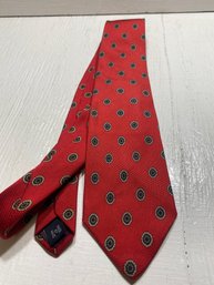 Red Polo By Ralph Lauren All Silk Handmade Men's Neck Tie Red Patterned