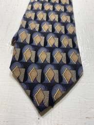 Louis Roth Black, Brown, And Blue Diamond Pattern Men's Necktie All Silk