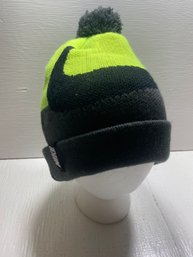 Youth Size Nike Grey And Green Knitted Hat Beanie