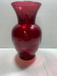 Red Tone Glass Wide Mouth Vase