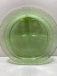 Green Depression Glass Divided Platter Plate