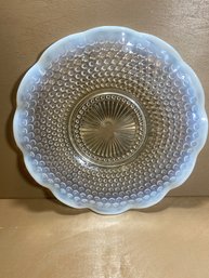 Glass Hobnail Platter Plate With Frosted Edges
