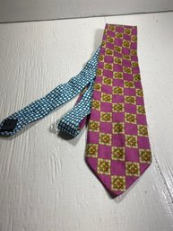 Gianna Versace Pink And Blue Patterned All Silk Men's Neck Tie