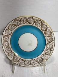 1789 Adderley England Blue And Gold Tone Bine China Saucer Plate