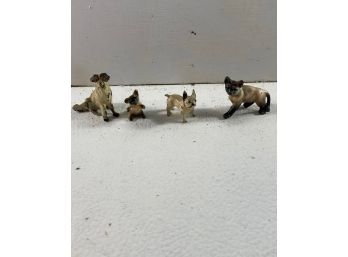 Vintage Lot Of 4 Cast Iron Cat And Dog Figurines