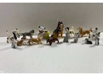 Vintage Mini Ceramic Lot Of 15 Dog Figurines