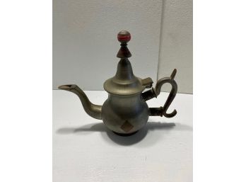 Antique Pewter Teapot With Beemark
