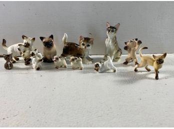 Lot Of 11 Miniature Glass Cat Figurines