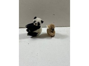 Vintage Lot Of 2 Pinch Clip Pencil Grip Animals Panda And Koala