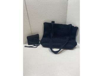 The Sak Crocheted Black Shoulder Bag With Mini Change Purse