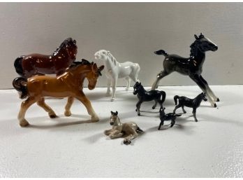 Vintage Lot Of 8 Porcelain And Bone China Horse Figurines