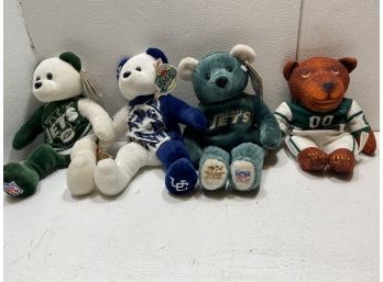Lot Of 4 Jets Stuffed Bears Like Beanie Babies