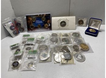 Huge Lot Of Old Coins Past Presidents,football,marines, And More!