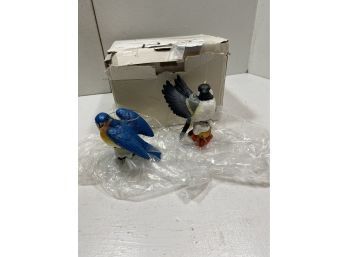 Danbury Mint Bluebird And Chickadee Ornaments