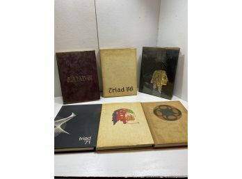 Vintage Lot Of 6 Triad Yearbooks 1966-1971