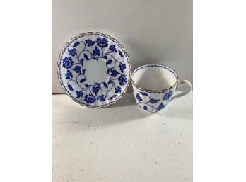 Colonel Blue By Spode Signed English Teacup And Saucer Blue Floral