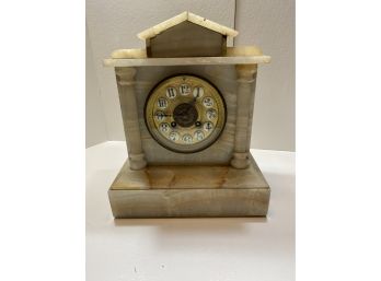 Vintage J.E Bullard Alabaster Mantel Clock Made In Middletown,CT