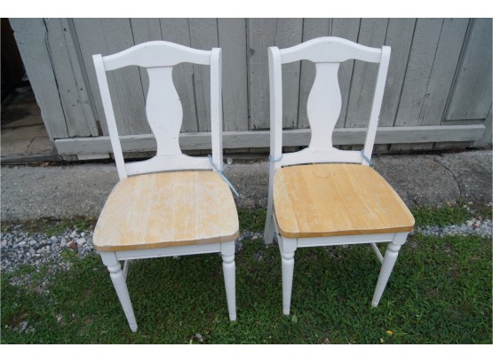 2 White Dining Room Chairs