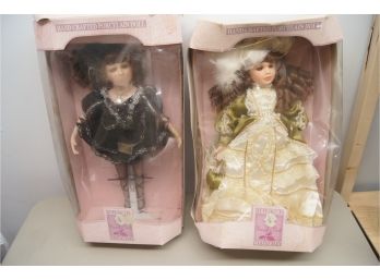 2 Collectible Memories Porcelain Dolls In Boxes