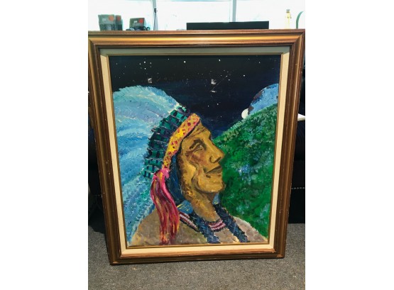 Native American Portrait Framed Acrylic Painting