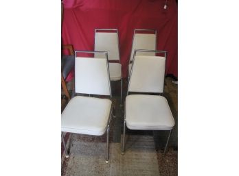 Vintage White Leather Dining Chair Set Of 4