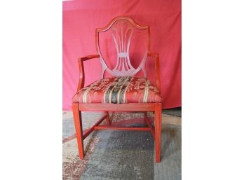 Upholstered & Painted Wooden Arm Chair