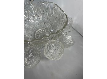 Vintage Square Punch Bowls And 11 Cups
