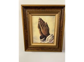 R. Woodrum Prayer Hands Framed Lithograph
