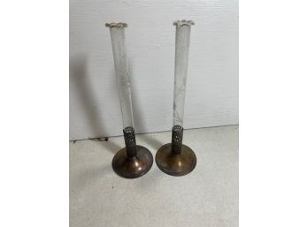2 Silver Plate Bud Vases