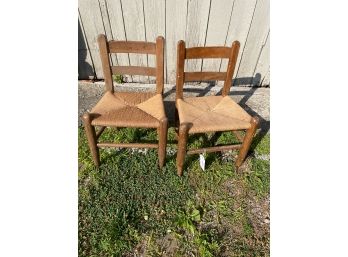2 Antique Rush Toddler Chairs