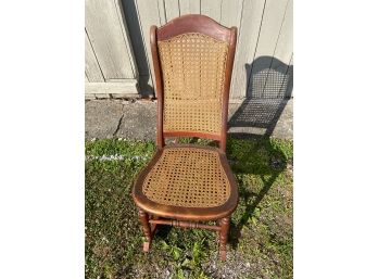 Antique Rush Caned Rocking Chair