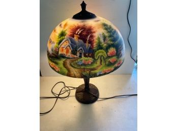 Thomas Kinkade 'A New Day' Reverse Painted Lamp