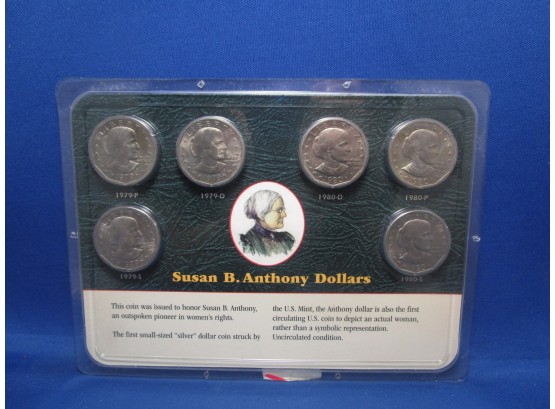 6 Coin Susan B Anthony Dollar Coin  Set $1 1979 & 80 P , D & S
