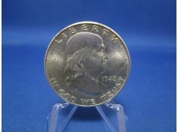 1948 D Denver Franklin Silver Half Dollar UNC
