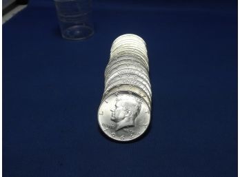 $10 Face Value 90% Silver Kennedy Half Dollars 1964 Uncirculated Roll
