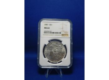 1887   US Silver Morgan Dollar MS64 NGC