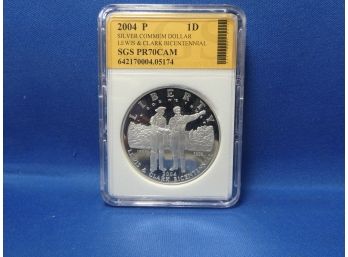 2004 US Silver Lewis & Clark Bicentennial Dollar Pr70 Cam By SGS