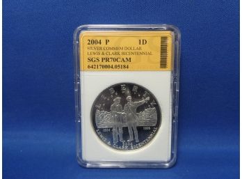2004 US Silver Lewis & Clark Bicentennial Dollar Pr70 Cam By SGS