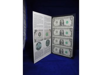 Uncut Sheet Of 4 1985 $1 Federal Reserve Notes