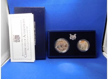 1994 US Silver World Cup USA Two Coin Commemorative  Uncirculated Set