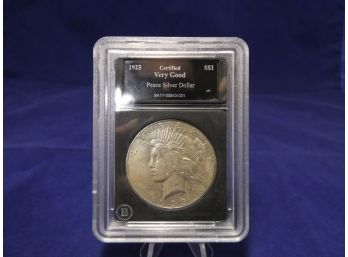 1923 US Silver Peace Dollar Hard Slab Like Holder