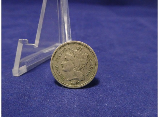 1867 3 Cent Nickel - Very Fine