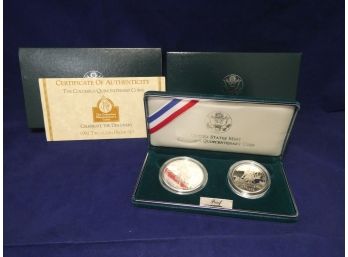 1992 Columbus Quincentenary Commemorative Proof Silver Dollar & Clad Half  2 Coin Set US Mint