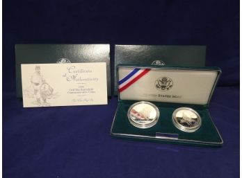 1995 US Two Coin Civil War Silver Proof Commemorative 2 Coin Set