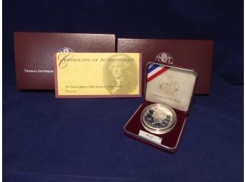 1993 Thomas Jefferson Proof Silver Dollar Commemorative 2 Coin Set