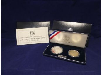 1994 World Cup Proof Silver Dollar & Clad Half Dollar Commemorative 2 Coin Coin Set