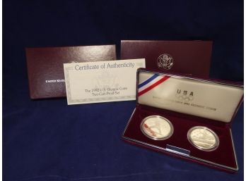 1992 Olympic Proof Silver Dollar Commemorative 2 Coin Set - Baseball & Gymnastics