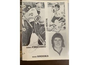NHL Boston Bruins Gerry Cheevers, Bucyk, Cashman Signed B/w Photo