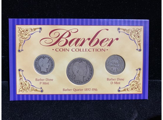 Barber Silver Coin Set - Quarter & Dimes 1894 1914 P&D